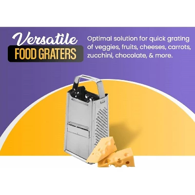 YBM Home Stainless Steel 4-way Grater With Handle (1159) 4 YBM Home Stainless Steel 4-way Grater With Handle (1159) - Image 2