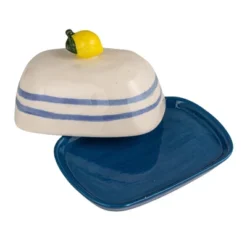 Storied Home Hand-Painted Stoneware Butter Dish With Lemon Shaped Handle And Stripes, Multicolor -Target KitchenAid GUEST 18cc3581 2828 4a5f bc51 100d80c434c8