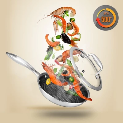 NutriChef 8'' Stainless Steel Stir Fry Pan With Glass Lid - Triply Non-Stick Coating, Scratch-Resistant 8 NutriChef 8'' Stainless Steel Stir Fry Pan With Glass Lid - Triply Non-Stick Coating, Scratch-Resistant - Image 6