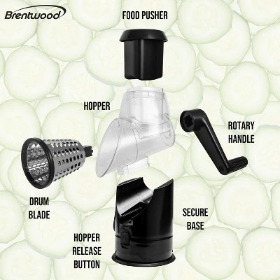 Brentwood Rotary Grater With Handle And Stainless Steel Drum Blades, Black 9 Brentwood Rotary Grater With Handle And Stainless Steel Drum Blades, Black - Image 7