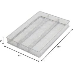 YBM Home Multi Compartment Sectional Wire Mesh Silver Drawer Organizer For Silverware And Gadgets, Pack Of 12