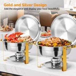 ROVSUN 5 Qt 2 Pack Gold Round Chafing Dishes For Buffet With Lid Holder, Buffet Warmer Set For Party -Target KitchenAid GUEST 1a22acc3 173b 4a4f ab38 01ae5670a1a6