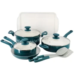 Spice By Tia Mowry 10 Piece Ceramic Nonstick Aluminum Cookware Set In Teal -Target KitchenAid GUEST 1a687e21 7836 44cb 8890 a6f92b913541 1