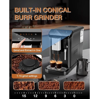 Fully Automatic 20 Bar Espresso Machine With Milk Frother, Built-In & Adjustable Espresso Bean Grinder 3 Fully Automatic 20 Bar Espresso Machine With Milk Frother, Built-In & Adjustable Espresso Bean Grinder