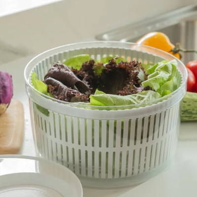 OU Salad Spinner Clear 5.8 Qt - Large Vegetable Washer, Lettuce Dryer With Bowl, Lid & Storage Container, BPA Free, Easy Spin & Drain 3 OU Salad Spinner Clear 5.8 Qt - Large Vegetable Washer, Lettuce Dryer With Bowl, Lid & Storage Container, BPA Free, Easy Spin & Drain