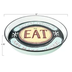Storied Home 15" Round "Gather Together To Each And Make Memories" Enameled Metal Tray With Cut-out Handles