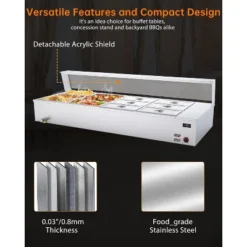96QT Electric Commercial Food Warmer, 12x8QT Steam Table Stainless Steel Bain Marie Countertop W/Acrylic Shield Temperature Control & Lid For Buffet -Target KitchenAid GUEST 1b396efc 3e17 407c 9d61 a1137b643d7d