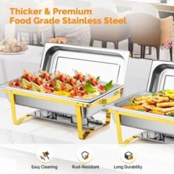 ROVSUN 2 Pack Gold 9QT Chafing Dishes For Buffet, Rectangular Stainless Steel Chafers And Buffet Warmers Sets For Party 14 ROVSUN 2 Pack Gold 9QT Chafing Dishes For Buffet, Rectangular Stainless Steel Chafers And Buffet Warmers Sets For Party -Target KitchenAid GUEST 1b91bb38 a6ba 4296 b57b ca401bbab110