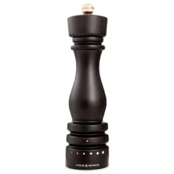Cole & Mason London Pepper Mill – Premium Wood Design - Adjustable For Fine To Coarse Seasonings - Uses Carbon Steel Mechanism - Chocolate Wood, 8"