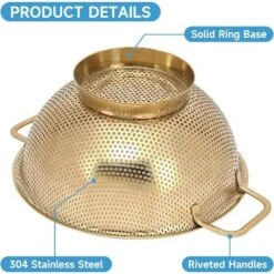 Gold Strainer For Kitchen, 3QT, Stainless Steel Colander With Handle For Fruits Vegetables Cooking Food, Dishwasher Safe -Target KitchenAid GUEST 1bfc698b 1b32 4d7e 8409 b182203da170