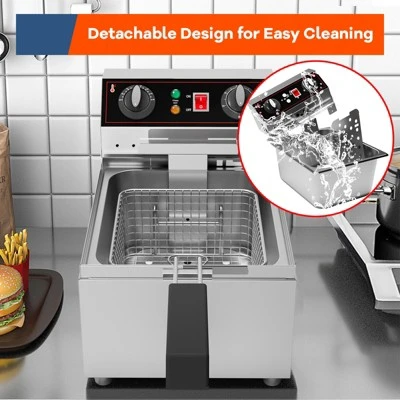 Electric Deep Fryer, Removable Frying Basket Adjustable Temperature 6 Electric Deep Fryer, Removable Frying Basket Adjustable Temperature - Image 4