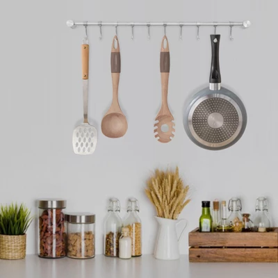 YIYIBYUS Kitchen Stainless Steel Pot Hanging Racks With 10 Pcs Hooks 4 YIYIBYUS Kitchen Stainless Steel Pot Hanging Racks With 10 Pcs Hooks - Image 2