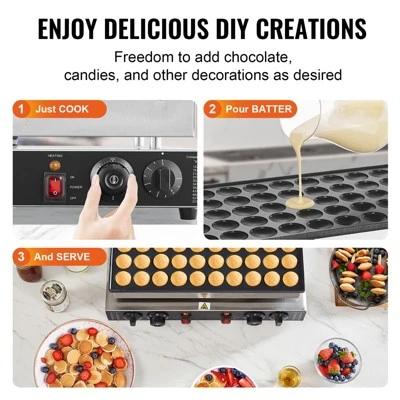 VEVOR Mini Dutch Pancake Maker, 50PCS 43mm Diameter Dorayaki Baker Machine, 1700W Commercial Electric Poffertjes Grill, Non-stick Stainless Steel 8 VEVOR Mini Dutch Pancake Maker, 50PCS 43mm Diameter Dorayaki Baker Machine, 1700W Commercial Electric Poffertjes Grill, Non-stick Stainless Steel - Image 6