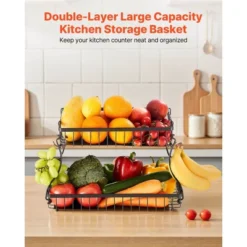 VEVOR 2 Tier Fruit Basket, Countertop Fruits Vegetable Bowl With Banana Hangers, Metal Wire Storage Stand For Kitchen Counter, Black -Target KitchenAid GUEST 1cce5496 6a6c 4e5f beb2 28300af4767d