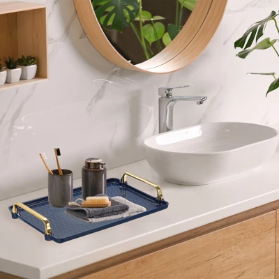 Unique Bargains Modern Rectangular Decorative Elegant Serving Tray With Handle 6 Unique Bargains Modern Rectangular Decorative Elegant Serving Tray With Handle - Image 4