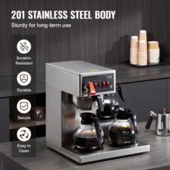 VEVOR 12 Cups Commercial Drip Coffee Maker, Coffee Maker Machine With 3 Glass Carafes And 3 Warmer Plates, Stainless Steel Pour Over Coffee Brewer -Target KitchenAid GUEST 1cdb6f06 27d3 4afd 8a2e 006b83d5ed11