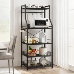 5-Tier Kitchen Storage Rack With Microwave Stand, Metal Shelves With 8 S-Hooks, 2 Wire Baskets & Spice Rack For Kitchen, Pantry, Counter -Target KitchenAid GUEST 1cf310f3 24b2 453e 8d8f bfb29e1abcbd