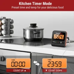 ThermoPro TP806BW Wireless Meat Thermometer With Large LCD Display And Dual Stainless Steel Probes For Grilling Smoker