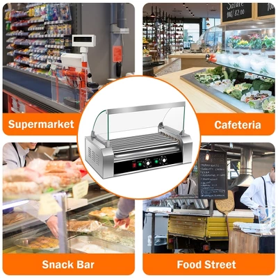 Costway 18 Hot Dog Hotdog 7 Roller Grill Cooker Machine W/ Cover 10 Costway 18 Hot Dog Hotdog 7 Roller Grill Cooker Machine W/ Cover - Image 8