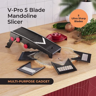 MuellerLiving Mandoline Slicer For Kitchen, Adjustable Vegetable Chopper, Fruit, Cheese Grater, Potato Chips Slicer - Black 4 MuellerLiving Mandoline Slicer For Kitchen, Adjustable Vegetable Chopper, Fruit, Cheese Grater, Potato Chips Slicer - Black - Image 2