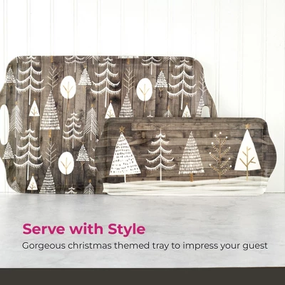 Pimpernel Wooden White Christmas Sandwich Tray (15" X 6.5") - Melamine Serving Platter With Rustic Wood Effect - Dishwasher Safe Serving Tray 5 Pimpernel Wooden White Christmas Sandwich Tray (15" X 6.5") - Melamine Serving Platter With Rustic Wood Effect - Dishwasher Safe Serving Tray - Image 3