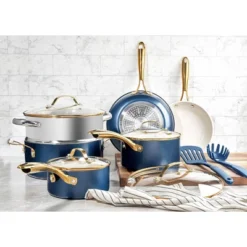 Gotham Steel Navy 15-Piece Ultra Nonstick Ceramic Cookware Set With Utensils