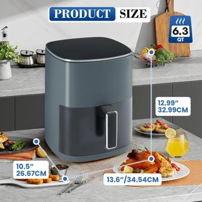 JIONJOY Compact & Large 6 Qt Air Fryer With Window Square , Roast, Reheat, Bake, Steam 4 JIONJOY Compact & Large 6 Qt Air Fryer With Window Square , Roast, Reheat, Bake, Steam - Image 2