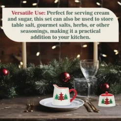 Amici Home Christmas Tree Sugar & Creamer Set - 8oz Ceramic Pitcher With Drip-Free Spout & Bowl With Lid - Vintage Sugar & Creamer Set -Target KitchenAid GUEST 1e9b07a3 c999 4e54 b615 aef9b9696da6