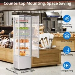 Beverage Cooler, Commercial Refrigerator - 278L Glass Door Merchandiser With LED Display, Adjustable Shelves, 4 Casters For Store/Bar/Office/Gym