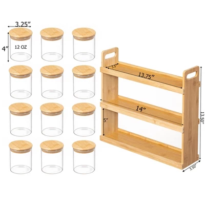 Basicwise Bamboo Spice Rack & Pantry Organizer Witj Glass Jars – Perfect For Countertop Storage In Kitchens To Keep Containers Neatly Displayed 7 Basicwise Bamboo Spice Rack & Pantry Organizer Witj Glass Jars – Perfect For Countertop Storage In Kitchens To Keep Containers Neatly Displayed - Image 5