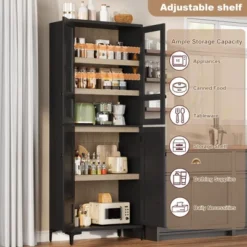 71" Tall Kitchen Pantry Cabinet, 5 Tier Freestanding Food Storage Cabinet With 4 Doors And Adjustable Shelves 12 71" Tall Kitchen Pantry Cabinet, 5 Tier Freestanding Food Storage Cabinet With 4 Doors And Adjustable Shelves -Target KitchenAid GUEST 1f52698f dc1e 46f4 bac0 56a9b3d3d912