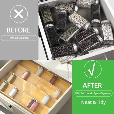 KTMBDW Spice Drawer Organzier,4 Tiers Bamboo Spice Rack Tray Insert For Cabinet Drawer Countertop, Kitchen Seasoning Storage Drawer Organization 9 KTMBDW Spice Drawer Organzier,4 Tiers Bamboo Spice Rack Tray Insert For Cabinet Drawer Countertop, Kitchen Seasoning Storage Drawer Organization - Image 7