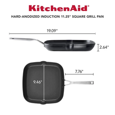 KitchenAid Hard-Anodized Induction 11.25" Nonstick Square Grill Pan: Gas & Induction Compatible, Oven-Safe, Matte Black 3 KitchenAid Hard-Anodized Induction 11.25" Nonstick Square Grill Pan: Gas & Induction Compatible, Oven-Safe, Matte Black
