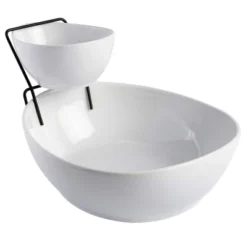 Gibson Gracious Dining 3 Piece 2 Tier Fine Ceramic Chip And Dip Serving Set In White -Target KitchenAid GUEST 1ffdb4cc 8f2f 4728 8b55 157e30cd41ae