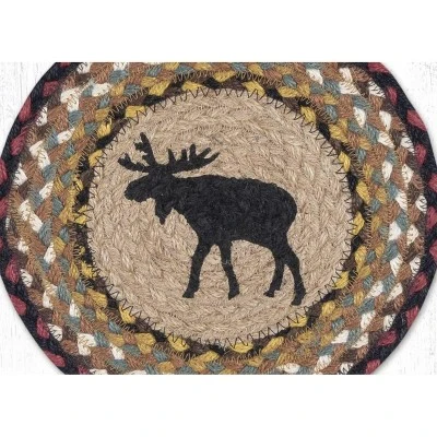 Earth Rugs Black Moose Round Braided Jute Trivet – Hand-Stenciled 10"x10" Rustic Hot Pad 3 Earth Rugs Black Moose Round Braided Jute Trivet – Hand-Stenciled 10"x10" Rustic Hot Pad