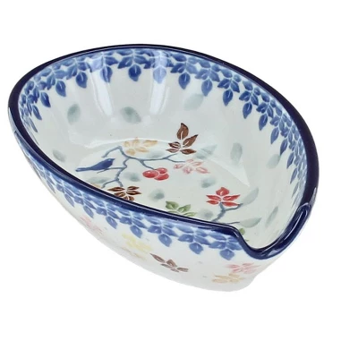 Blue Rose Polish Pottery 381 Ceramika Artystyczna Small Spoon Rest 5 Blue Rose Polish Pottery 381 Ceramika Artystyczna Small Spoon Rest - Image 3