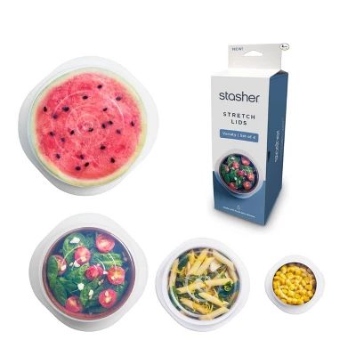 Stasher Premium Silicone Reusable Food Storage Lids Starter Kit - Clear - 4pk 10 Stasher Premium Silicone Reusable Food Storage Lids Starter Kit - Clear - 4pk - Image 8