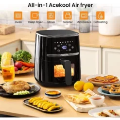 5 Quart Air Fryer 5 Quart, Digital Display, 8 Cooking Presets, Oilless Cooker For Quick Meal, UP To 400℉, Nonstick Silicone Liner, Timer