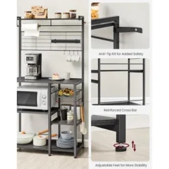 VASAGLE Bakers Rack With Magnetic Knife Holder, Paper Holder, Wire Basket, 8 Hooks, Organizers And Storage, Baker's Rack With Wire Basket -Target KitchenAid GUEST 20c03425 60b6 4a16 9019 6efbae4ac5bd