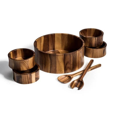 Kalmar Home Aolid Acacia Wood 7 Piece - Extra Large Salad Bowl With Servers And 4 Individuals 4 Kalmar Home Aolid Acacia Wood 7 Piece - Extra Large Salad Bowl With Servers And 4 Individuals - Image 2