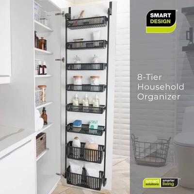 Smart Design 8-Tier Over The Door Hanging Pantry Organizer With 6 Full Baskets And 2 Deep Baskets Black: Steel Kitchen Storage, 77" Height 9 Smart Design 8-Tier Over The Door Hanging Pantry Organizer With 6 Full Baskets And 2 Deep Baskets Black: Steel Kitchen Storage, 77" Height - Image 7