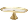 Classic Touch Footed Glass Tray With Gold Brushed Rim
