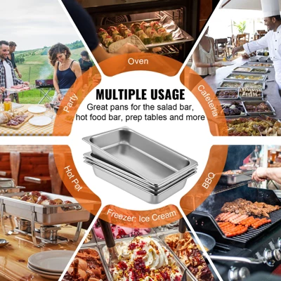 VEVOR 6 Pack Steam Table Pans 20.9 X 12.8 X 3.9 Inch Deep Steam Table Pan Full Size 13L Deep Food Container Stainless Steel Oven Tray, Silver 8 VEVOR 6 Pack Steam Table Pans 20.9 X 12.8 X 3.9 Inch Deep Steam Table Pan Full Size 13L Deep Food Container Stainless Steel Oven Tray, Silver - Image 6