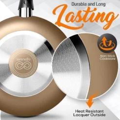 SereneLife 15 Piece Kitchenware Pots & Pans Set – Basic Kitchen Cookware, Black Non-Stick Coating Inside, Heat Resistant Lacquer (Gold) 12 SereneLife 15 Piece Kitchenware Pots & Pans Set – Basic Kitchen Cookware, Black Non-Stick Coating Inside, Heat Resistant Lacquer (Gold) -Target KitchenAid GUEST 21b536df 2ce2 4fa3 8f3e f315157f6940