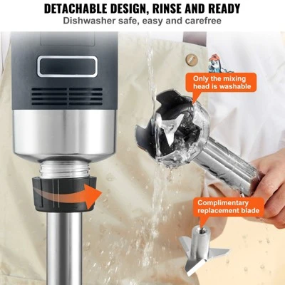 VEVOR Commercial Immersion Blender, 500 Watt Heavy Duty Hand Mixer, Variable Speed Kitchen Stick Mixer With 304 Stainless Steel Blade 5 VEVOR Commercial Immersion Blender, 500 Watt Heavy Duty Hand Mixer, Variable Speed Kitchen Stick Mixer With 304 Stainless Steel Blade - Image 3