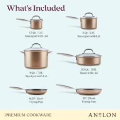 Anolon Ascend 10pc Nonstick Hard Anodized Cookware Set Bronze: Lifetime Warranty, Dishwasher-Safe, Gas & Electric Compatible 13 Anolon Ascend 10pc Nonstick Hard Anodized Cookware Set Bronze: Lifetime Warranty, Dishwasher-Safe, Gas & Electric Compatible -Target KitchenAid GUEST 22d3fe26 8d28 4b30 ab1b f7a8c02569b0