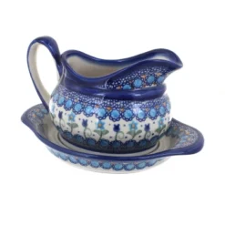 Blue Rose Polish Pottery 128-129 Vena Gravy Boat & Plate -Target KitchenAid GUEST 22dd8c50 5d93 40aa 805c aca618440519