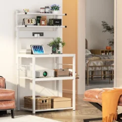 Aheaplus Kitchen Storage Rack With Power Outlet, Coffee Bar Station With LED Lights, Bakers Rack With 6 S-Shaped Hooks -Target KitchenAid GUEST 23110b7c bed3 47af 9a2d d2030d50fc7f