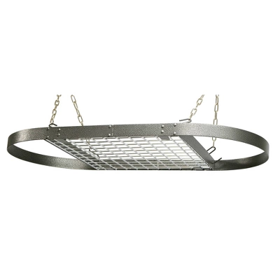 Range Kleen Hammered Gray Enameled Oval Hanging Pot Rack: Steel Ceiling Mount Pot Organizer, 32.5" X 17.38" 5 Range Kleen Hammered Gray Enameled Oval Hanging Pot Rack: Steel Ceiling Mount Pot Organizer, 32.5" X 17.38" - Image 3