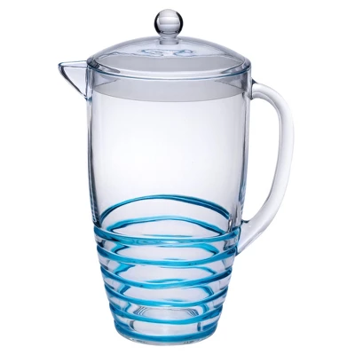 Gulches 2.5 Quarts Swirl Unbreakable Plastic Water Pitcher With Lid - BPA Free, Ideal For Drinks & Juices, With Spout,Blue 7 Gulches 2.5 Quarts Swirl Unbreakable Plastic Water Pitcher With Lid - BPA Free, Ideal For Drinks & Juices, With Spout,Blue - Image 5